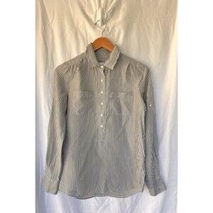 J.Crew Collection 100% Silk Striped Button-Up Shirt Women’s Size 2 Roll Tab